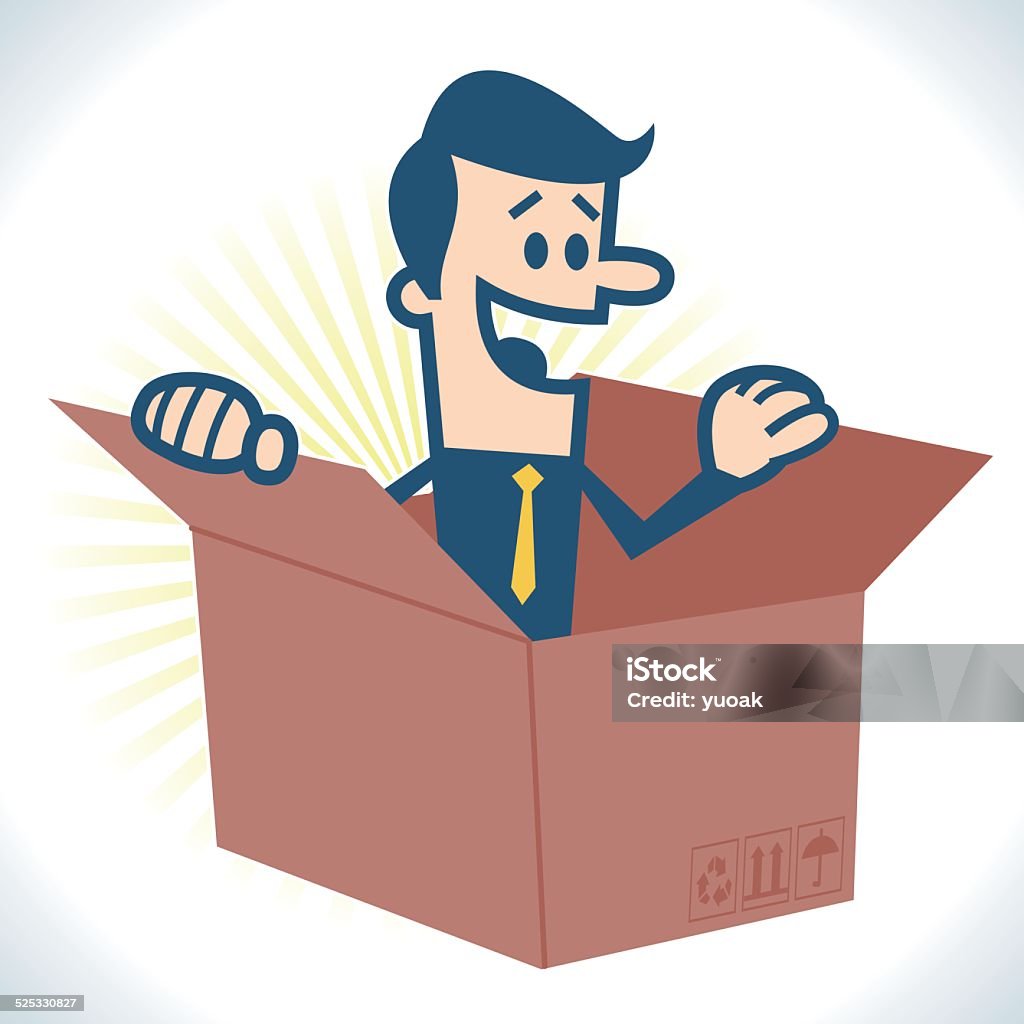 Guy In Box Man In The Box Stock Illustration - Download Image Now - Cardboard ...