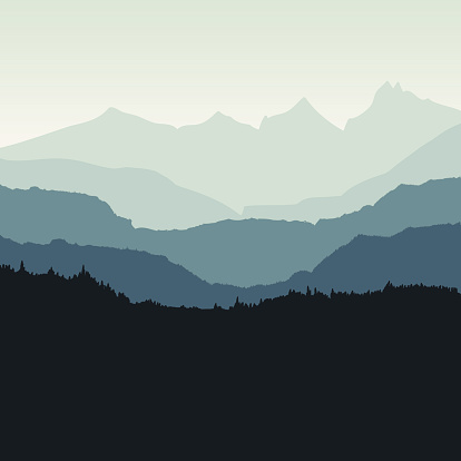 Mountain backdrop vector illustration.