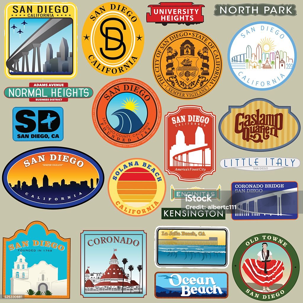 San Diego Diego Retro Decal Group San Diego Diego Retro Decal Group. San Diego stock vector