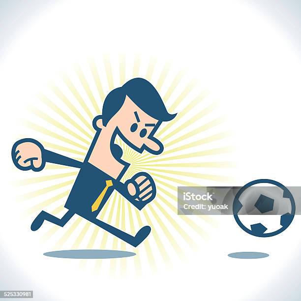Man Playing Soccer Stock Illustration - Download Image Now - Human Face, Kicking, Men