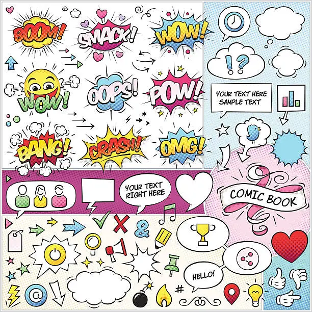 Vector illustration of Comic Book Elements Vector Pack