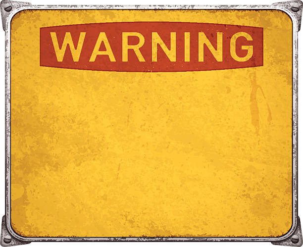 風化した警告メタルのプラカード、街角や screws_vector - rusty yellow metal retro revival点のイラスト素材／クリップアート素材／マンガ素材／アイコン素材