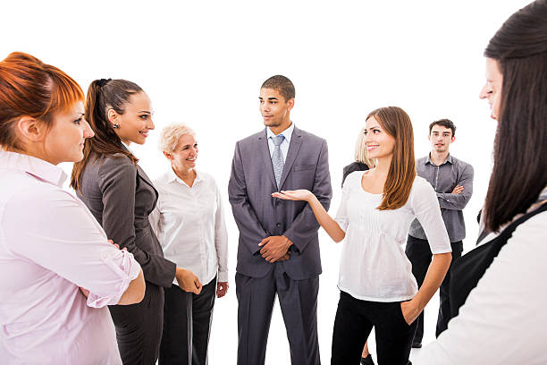 istock Group of business people communicating. 525331849