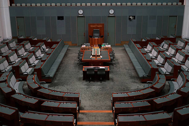 House of Representatives - Canberra House of Representatives chamber. Federal Parliament House, Canberra, Australian Capital Territory, Australia. house of representatives photos stock pictures, royalty-free photos & images