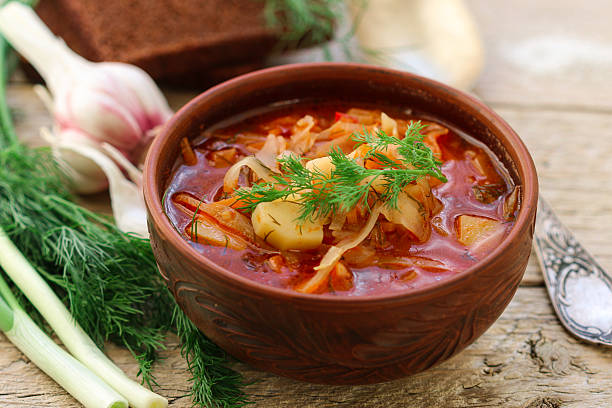 istock Borsch. Traditional Ukrainian vegetable soup 525336922