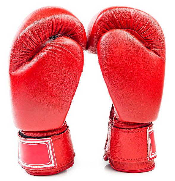 istock Pair of red leather boxing gloves isolated 525337014
