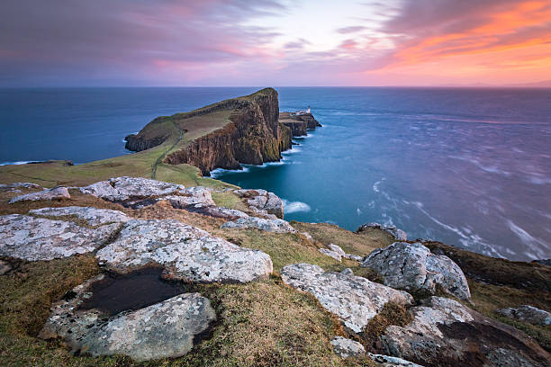 istock Long exposure at Neist point lighthouse, Isle of Skye, Scotland 525338428