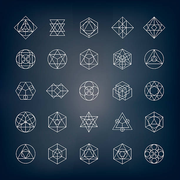 Geometrical Shapes - Sacred Geometry Geometrical shapes. Can be used as sacred geometry sybols or alchemy and spirituality elements. alchemy stock illustrations
