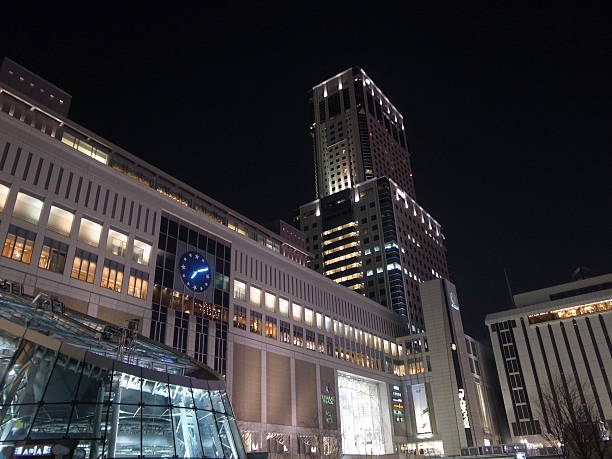 istock night view of Sapporoekimae 525341793