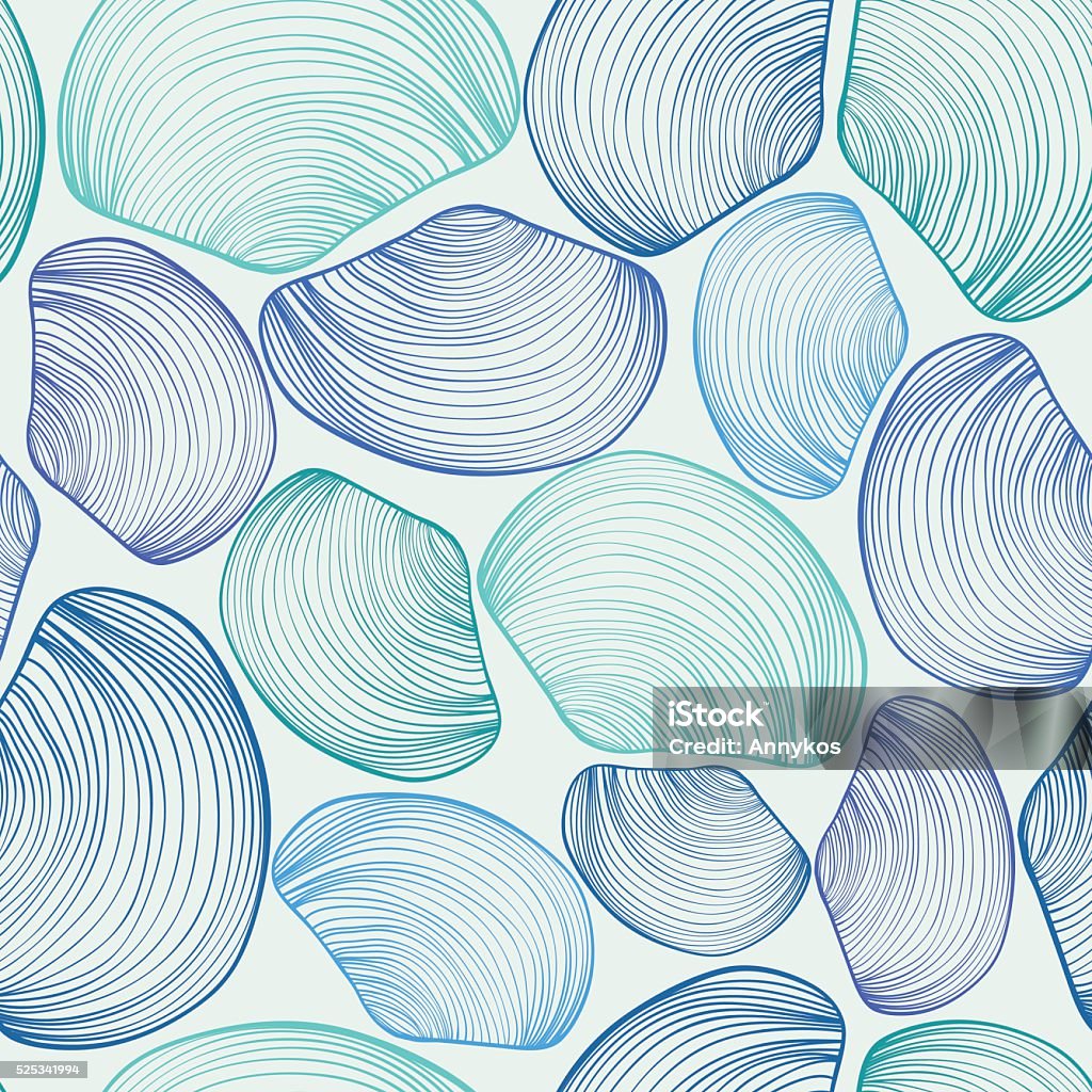 Abstrait motif uniforme de coquillages. - clipart vectoriel de Coquille et coquillage libre de droits