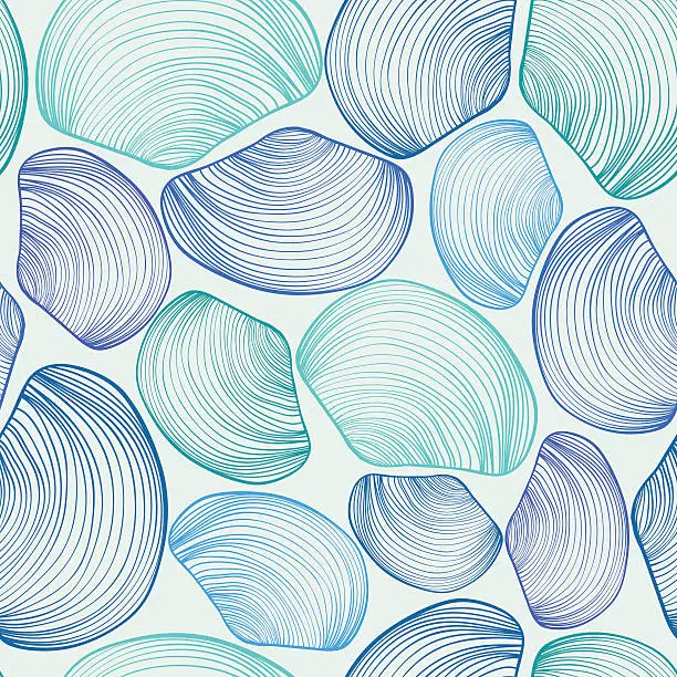 Vector illustration of Abstract Seamless Pattern Of Seashells.