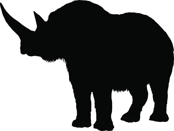 Vector illustration of Silhouette of a standing woolly rhinoceros