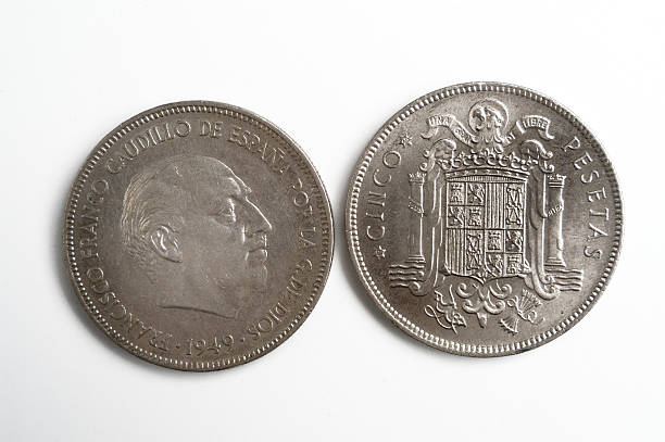 moneda española - francisco franco fotografías e imágenes de stock