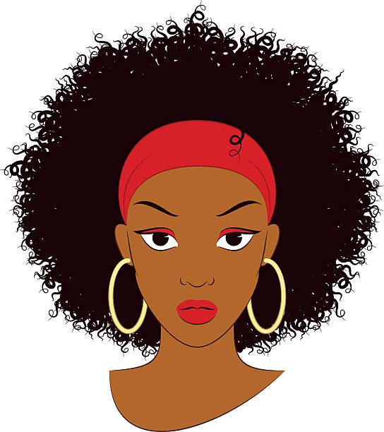Afro Girl Stock Illustration - Download Image Now - Black Hair, Earring,  Outline - iStock