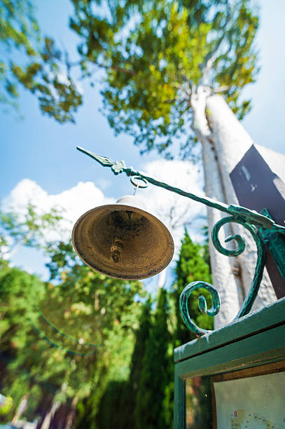 Toronto, Ontario, Canada, September 23, 2023: The temple bell at Ontario Place in Toronto. The bell was a gift to  from Japanese Canadians living in Ontario to the province.