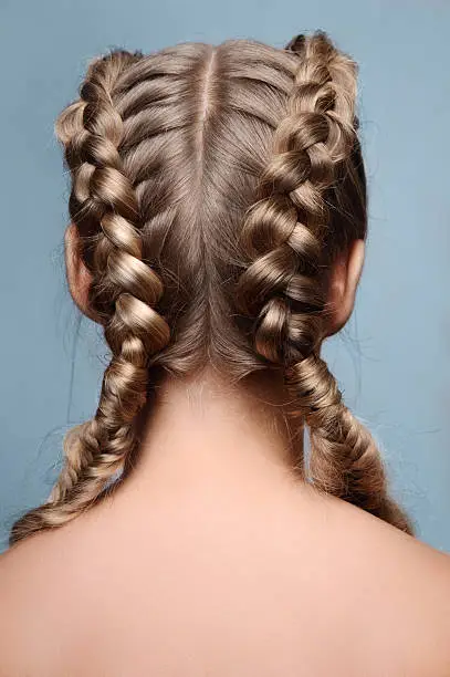 Photo of Beauty model with braids from back