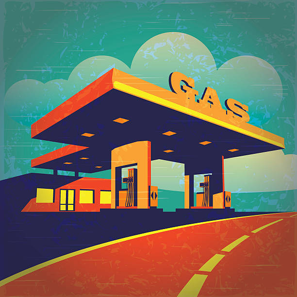 stockillustraties, clipart, cartoons en iconen met petrol station - benzinestation
