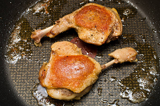 Duck legs on the pan