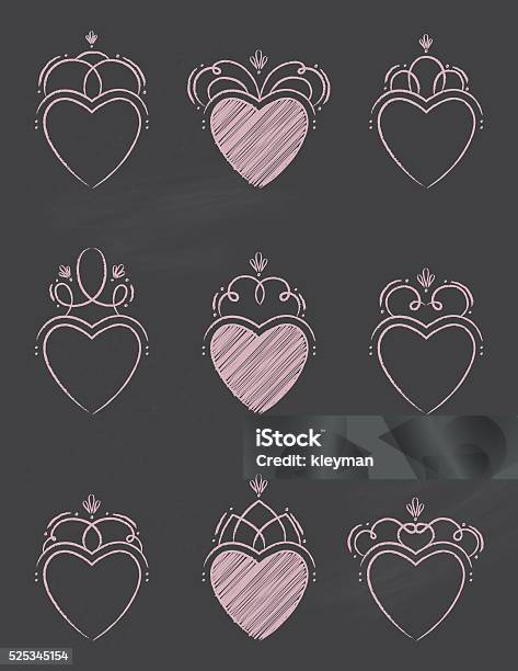 Chalkboard Swirl Hearts Stock Illustration - Download Image Now - Black Color, Blank, Calligraphy