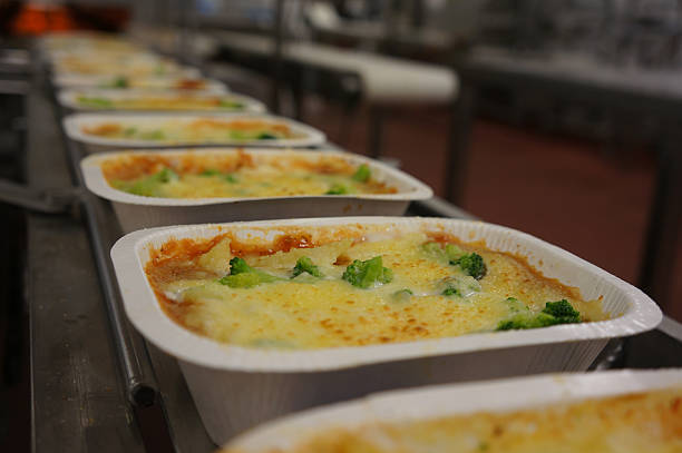 Fast Food High Speed Factory Manufacture - Vegetarian Meal convenience food stock pictures, royalty-free photos & images