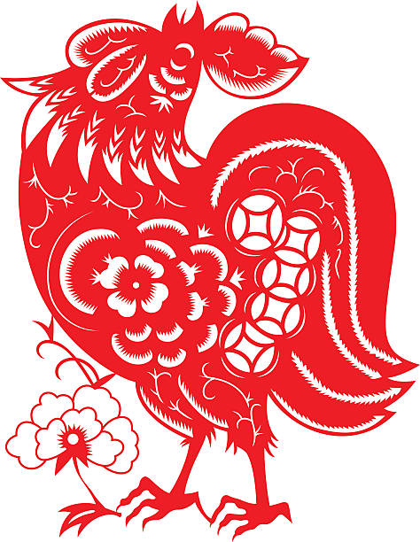 istock Zodiac Sign for Year of Rooster(Chinese traditional paper-cut art) 525348430