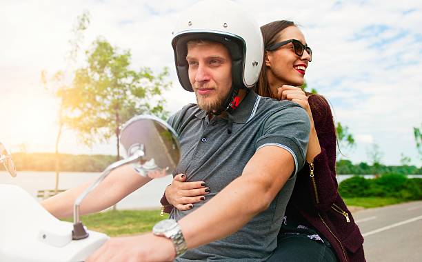 istock Happy couple on a bike. 525348464
