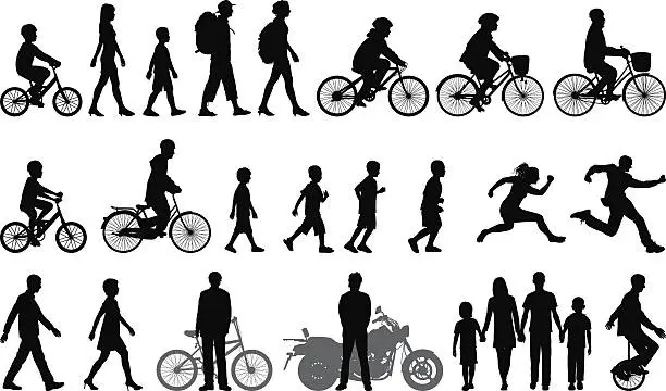 Vector illustration of Detailed People Moving