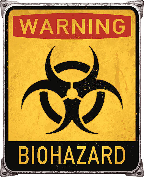 предупреждение биологически металлические плакат с биологически symbol_vector - danger toxic waste hazardous area sign symbol stock illustrations