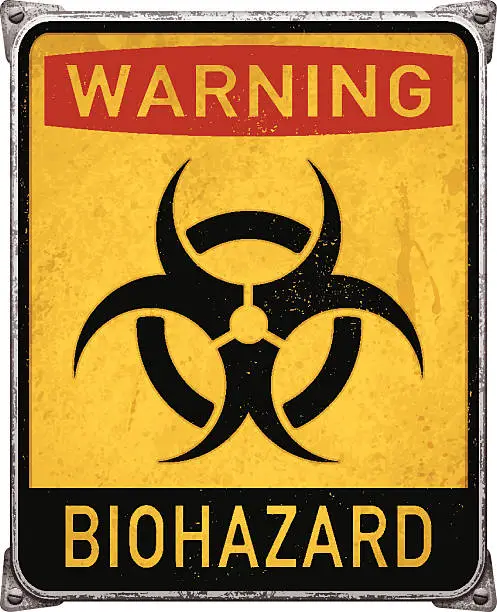 Vector illustration of Warning biohazard metal placard with biohazard symbol_vector