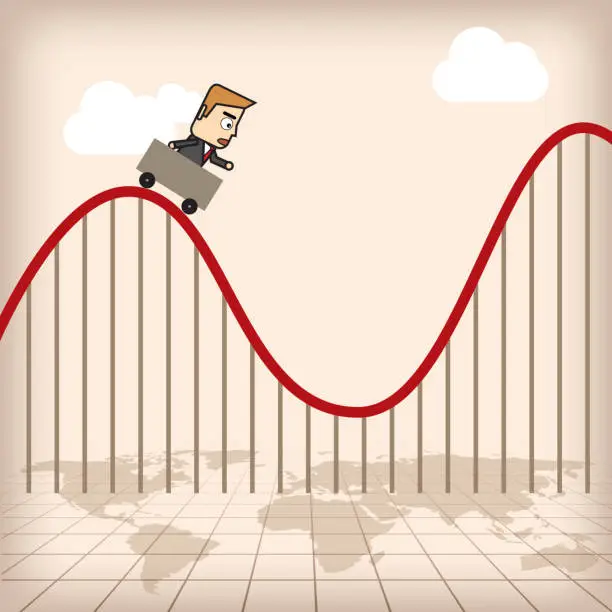Vector illustration of Business roller coaster