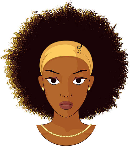 Afro Girl Wearing A Necklace vector art illustration