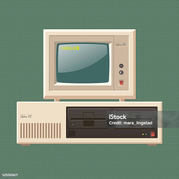 Vector Vintage Computer Vector Vintage Personal Computer Stock Illustration - Download Image ...
