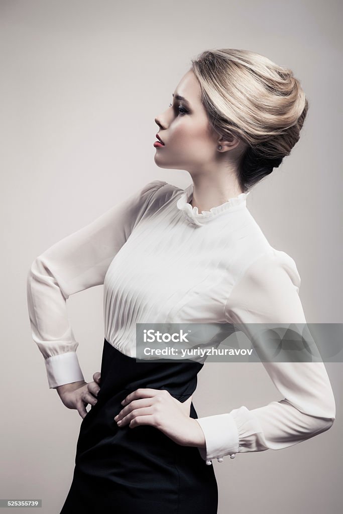 Beautiful Blonde Woman. Retro Fashion Image. Adult Stock Photo