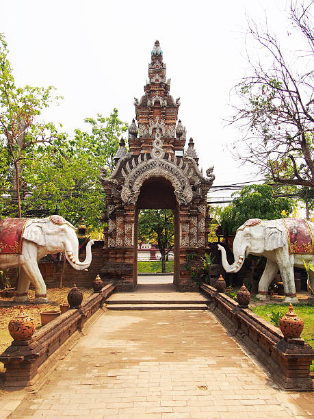 istock gate of thai temple, wat Lokmolee Chiang Mai Thailand 525355960