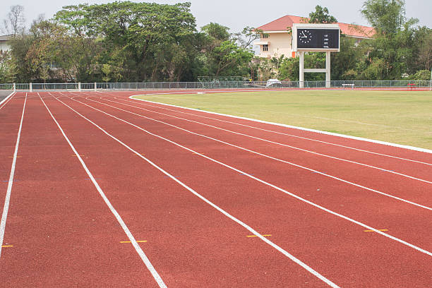 istock Running track for the athletes background 525356228