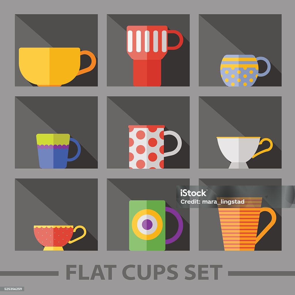 Cup Storage Vector Vector Flat Color Cups On Shelf Set Stock Illustration - Download Image ...