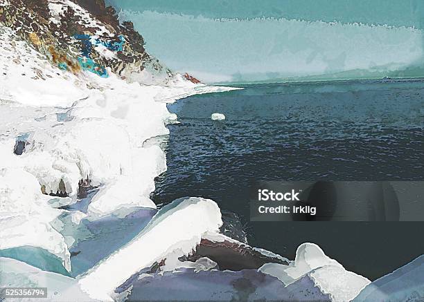 Sunny Day At The Lake Baikal Stock Photo - Download Image Now - April, Block Shape, Blue