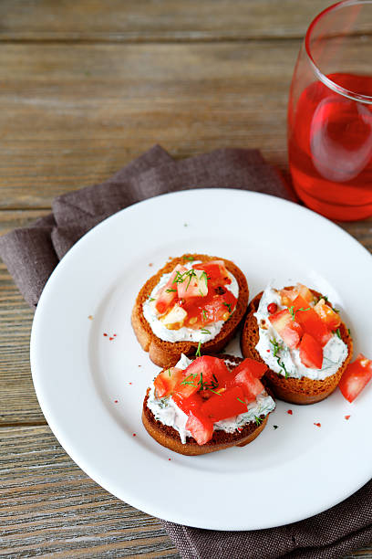 istock Bruschetta tasty with chopped tomatoes 525357461