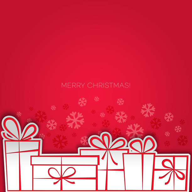 Merry Christmas gift greeting card. Paper design vector art illustration