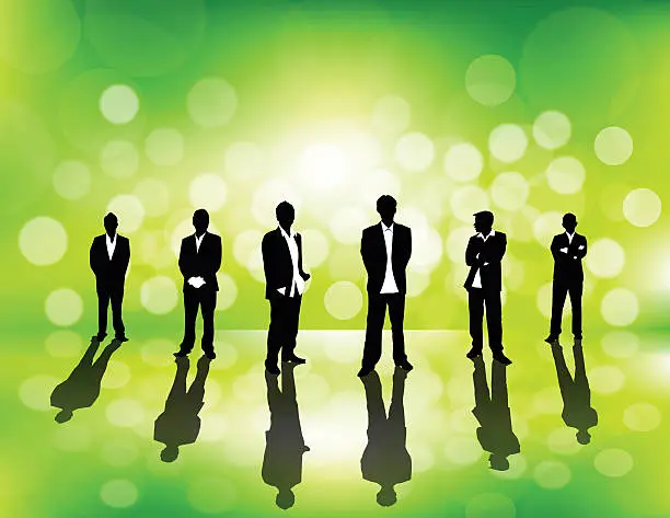 Vector illustration of Business People on green defocus background