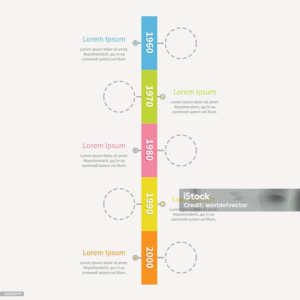 Timeline Ruler Lines Timeline Vertical Ribbon Infographic Empty Dash Line Circles Text Flat ...