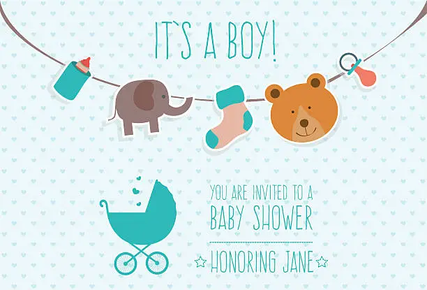 Vector illustration of Baby Shower Invitation Card Design