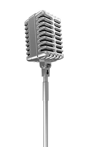 istock Vintage Metallic Microphone isolated on white background 525368925