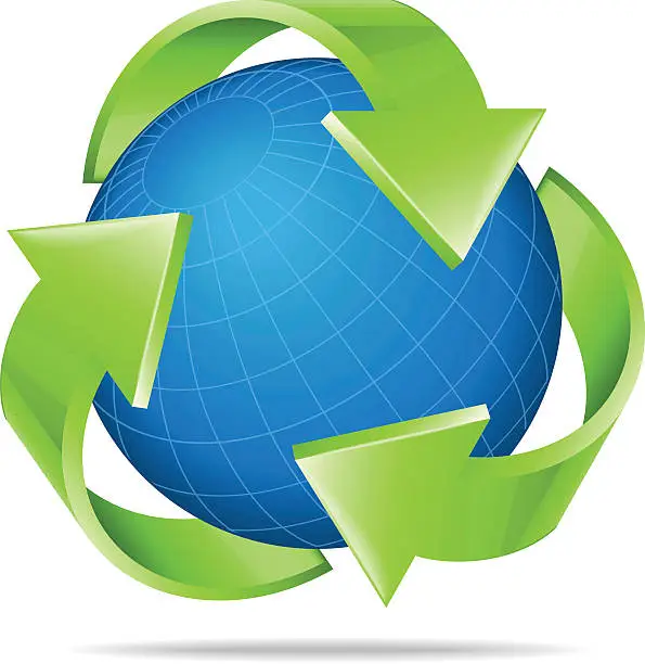 Vector illustration of Earth with recycle symbol