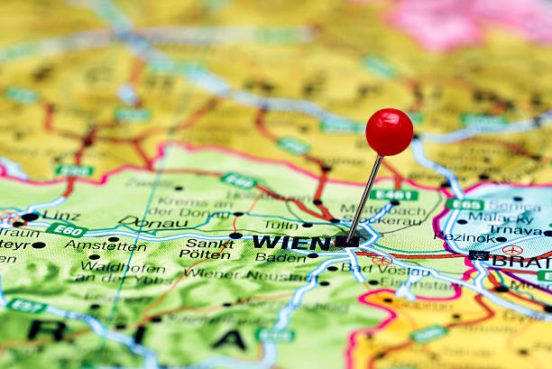 istock Vienna pinned on a map of europe 525371669