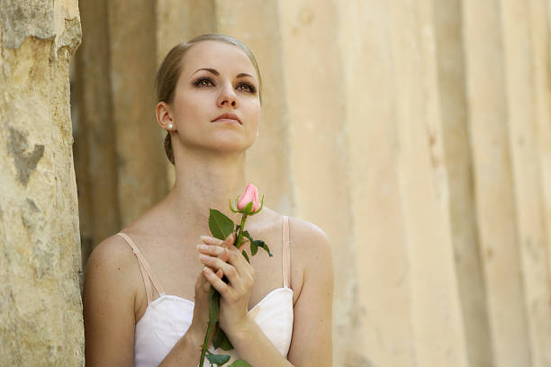Beautiful sensual posing ballerina flats in the old Colonnade
