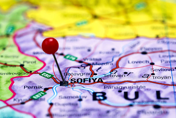 istock Sofia pinned on a map of europe 525380743