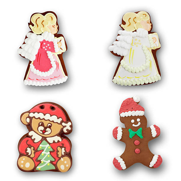 istock Gingerbread angel, bear man on white background 525382415