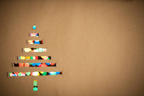 Christmas tree made of paper as background stock photo