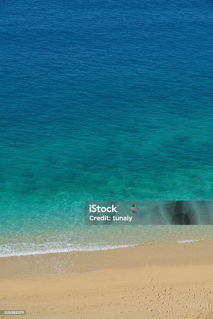 Young Man swimming Early morning swim in Seychelles Adult Stock Photo